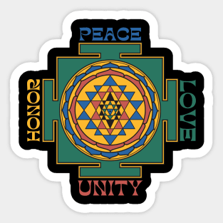 Peace Love Unity Honor Yantra Sticker